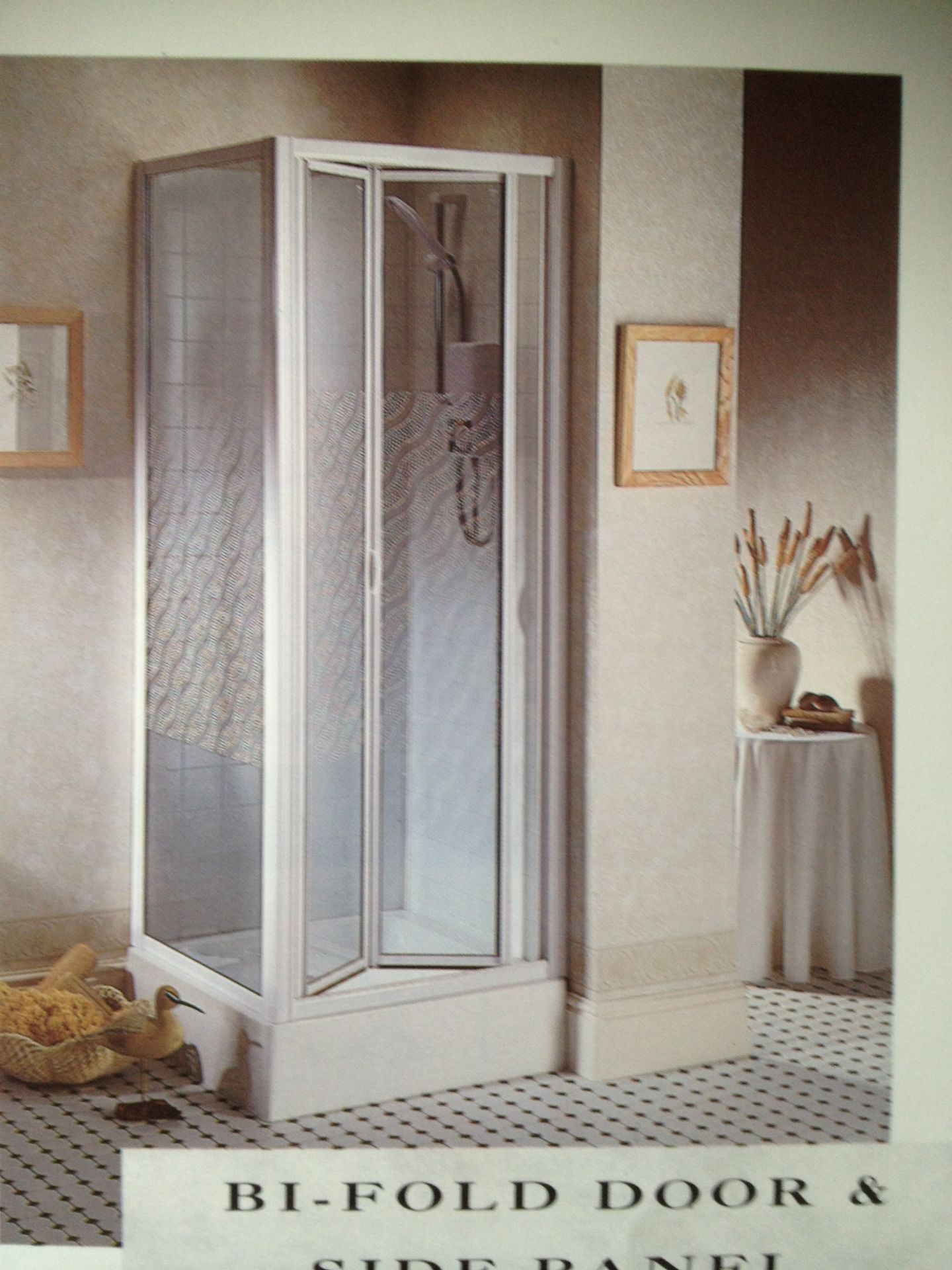 Corum Bifold Shower Door & Side Panel Silver Modesty Pattern 750Mm