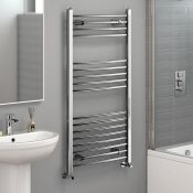 (A10)1200x600mm - 20mm Tubes - Chrome Curved Rail Ladder Towel Radiator RRP £137.99 Low carbon steel