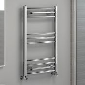(A146) 800x500mm - 20mm Tubes - Chrome Curved Rail Ladder Towel Radiator. Low carbon steel chrome