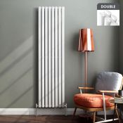 (E108) 1800x480mm Gloss White Double Oval Tube Vertical Radiator. RRP £354.99. Low carbon steel,