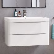 (A78) 800mm Austin II Gloss White Built In Basin Drawer Unit - Wall Hung. RRP £599.99. COMES