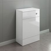 (E128) 500mm Harper Gloss White Back To Wall Toilet Unit. RRP £174.99. Our discreet unit cleverly