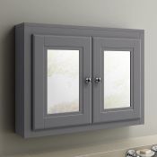 (A149) 800mm Cambridge Midnight Grey Double Door Mirror Cabinet. RRP £299.99. Double Door style