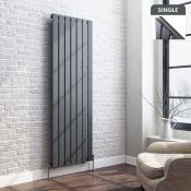 (A135) 1600x532mm Anthracite Single Flat Panel Vertical Radiator. RRP £329.99. Low carbon steel,