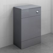 (A154) 500mm Harper Gloss Grey Back To Wall Toilet Unit. RRP £174.99. Our discreet unit cleverly