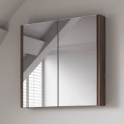 (A57) 600mm Walnut Effect Double Door Mirror Cabinet RRP £174.99 Sleek contemporary design Double
