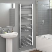 (A48) 1600x600mm - 20mm Tubes - Chrome Curved Rail Ladder Towel Radiator. RRP £150.38. Low carbon