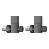 (A196) 15mm Standard Connection Square Straight Anthracite Radiator Valves. Complies with BS2767