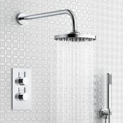 (A177) 200mm Round Wall Mounted Head, Handheld & Thermostatic Mixer Shower Kit. Enjoy the
