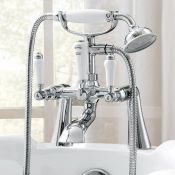 (A87) Regal Chrome Traditional Bath Mixer Lever Tap with Hand Held Shower. Chrome Plated Solid Brass