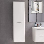 (A99) 1400mm Austin II Gloss White Tall Wall Hung Storage Cabinet - Left Hand. RRP £299.99.