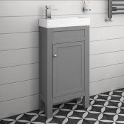 (A155) 440mm Melbourne Earl Grey Cloakroom Vanity Unit - Floor Standing, RRP £324.99. COMES COMPLETE