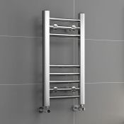 (A114) 600x300mm - 20mm Tubes - Chrome Heated Straight Rail Ladder Towel Rail RRP £94.99 Low