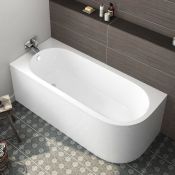 (A55) 1700x725mm Corner Back to Wall Bath (Includes Panels) - Left Hand. RRP £599.99. Double ended