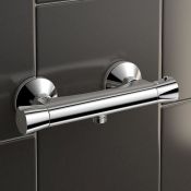 (A85) Thermostatic Shower Valve - Round Bar Mixer. Chrome plated solid brass mixer Cool to Touch