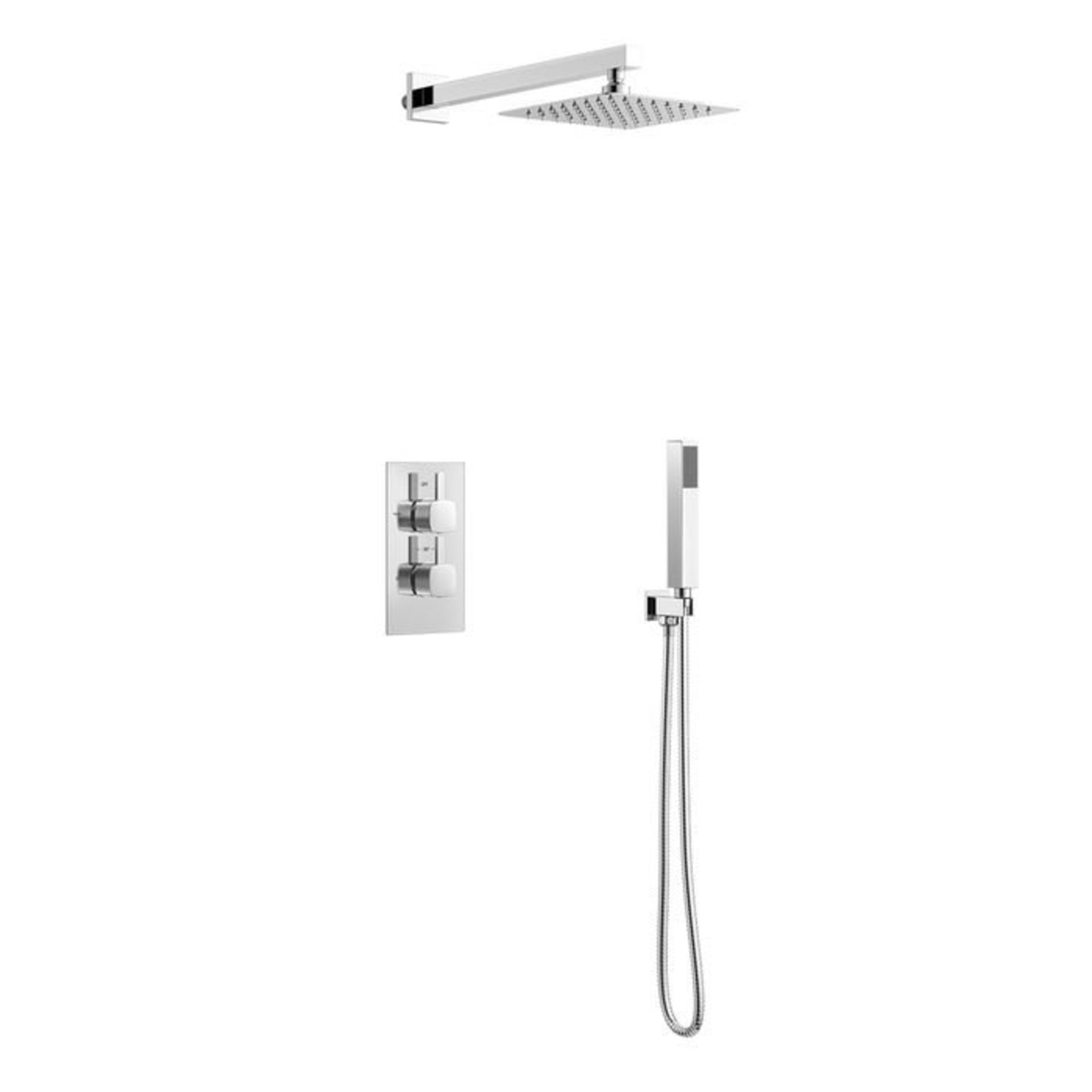 (A30) 200mm Square Stainless Steel Wall Mounted Head, Handheld & Thermostatic Mixer Shower Kit - - Image 3 of 3