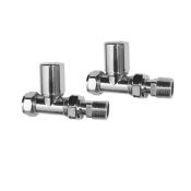 (A80) Standard 15mm Connection Straight Chrome Radiator Valves Chrome Plated Solid Brass Straight