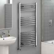 (T154) 1200x600mm - 20mm Tubes - Chrome Curved Rail Ladder Towel Radiator. RRP £137.59. Our Nancy