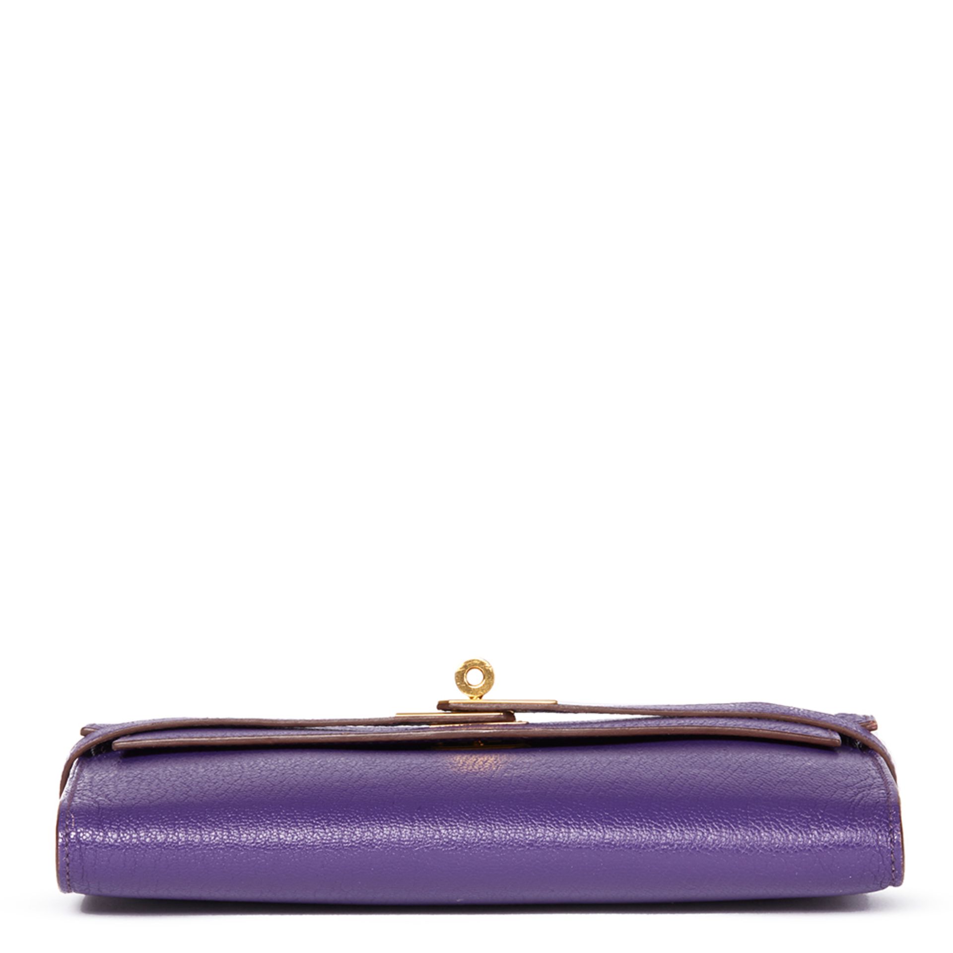 Hermès Violet Chevre Mysore Leather Kelly Long Wallet - Image 4 of 10