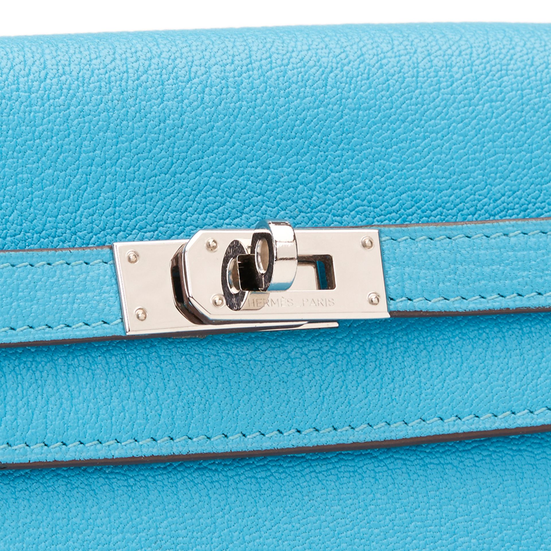 Hermès Blue Aztec Chevre Mysore Leather Kelly Long Wallet - Image 6 of 10