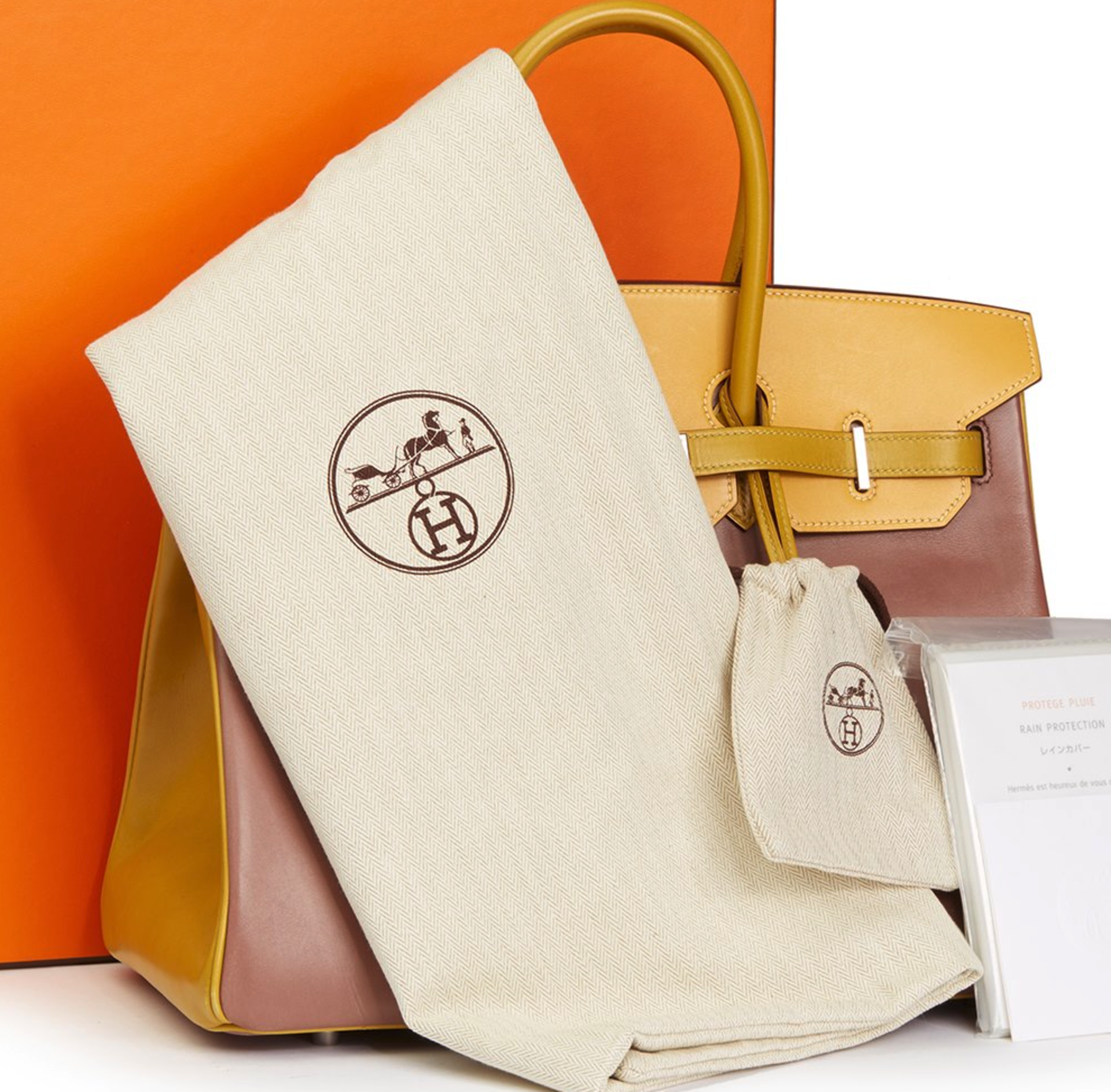 Hermès Bois De Rose, Jaune & Vert Anis Box Calf Leather Special Order Birkin 35cm - Image 10 of 11