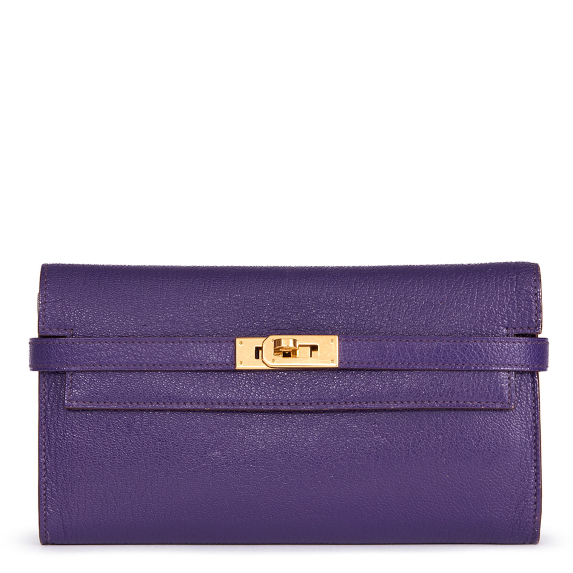 Hermès Violet Chevre Mysore Leather Kelly Long Wallet