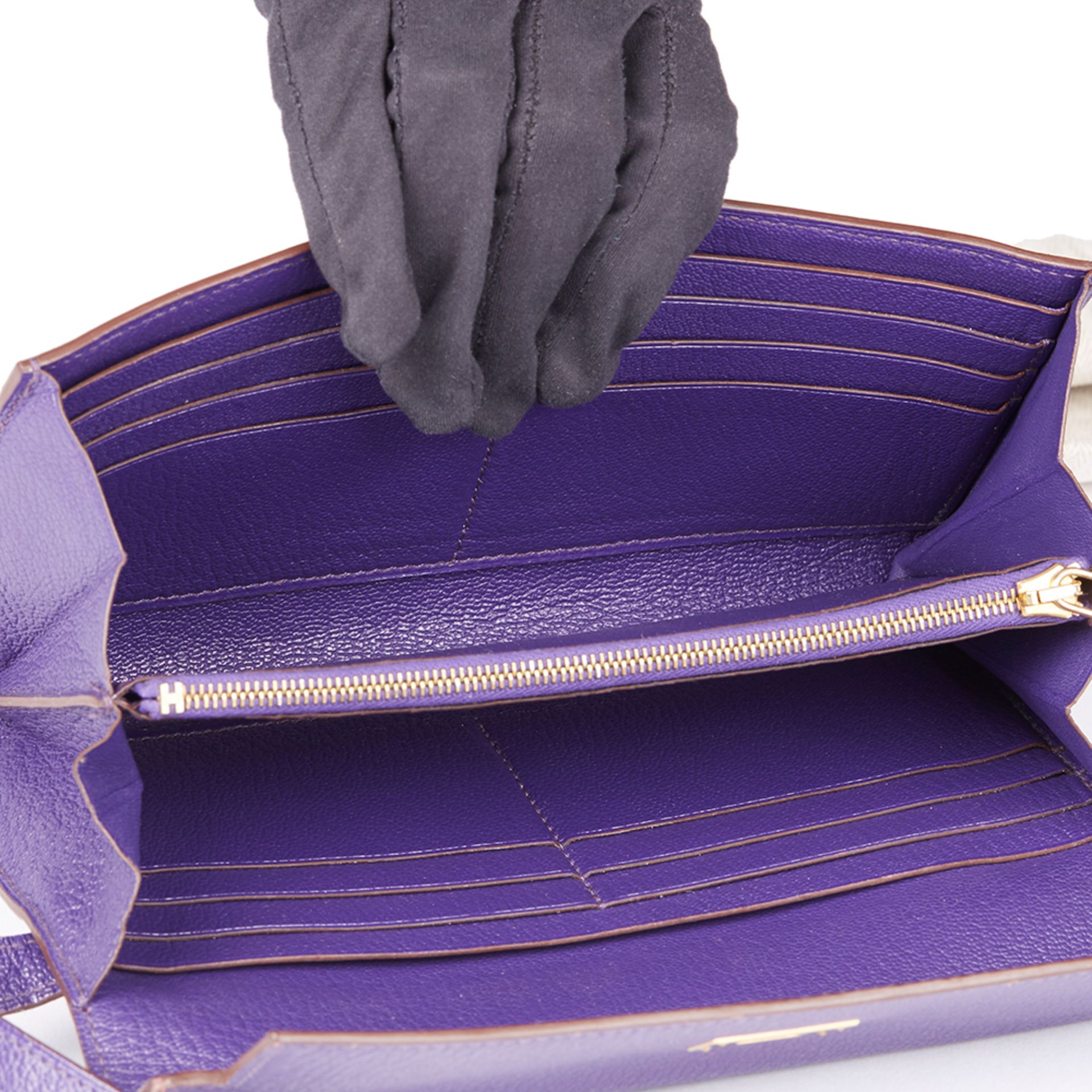 Hermès Violet Chevre Mysore Leather Kelly Long Wallet - Image 8 of 10