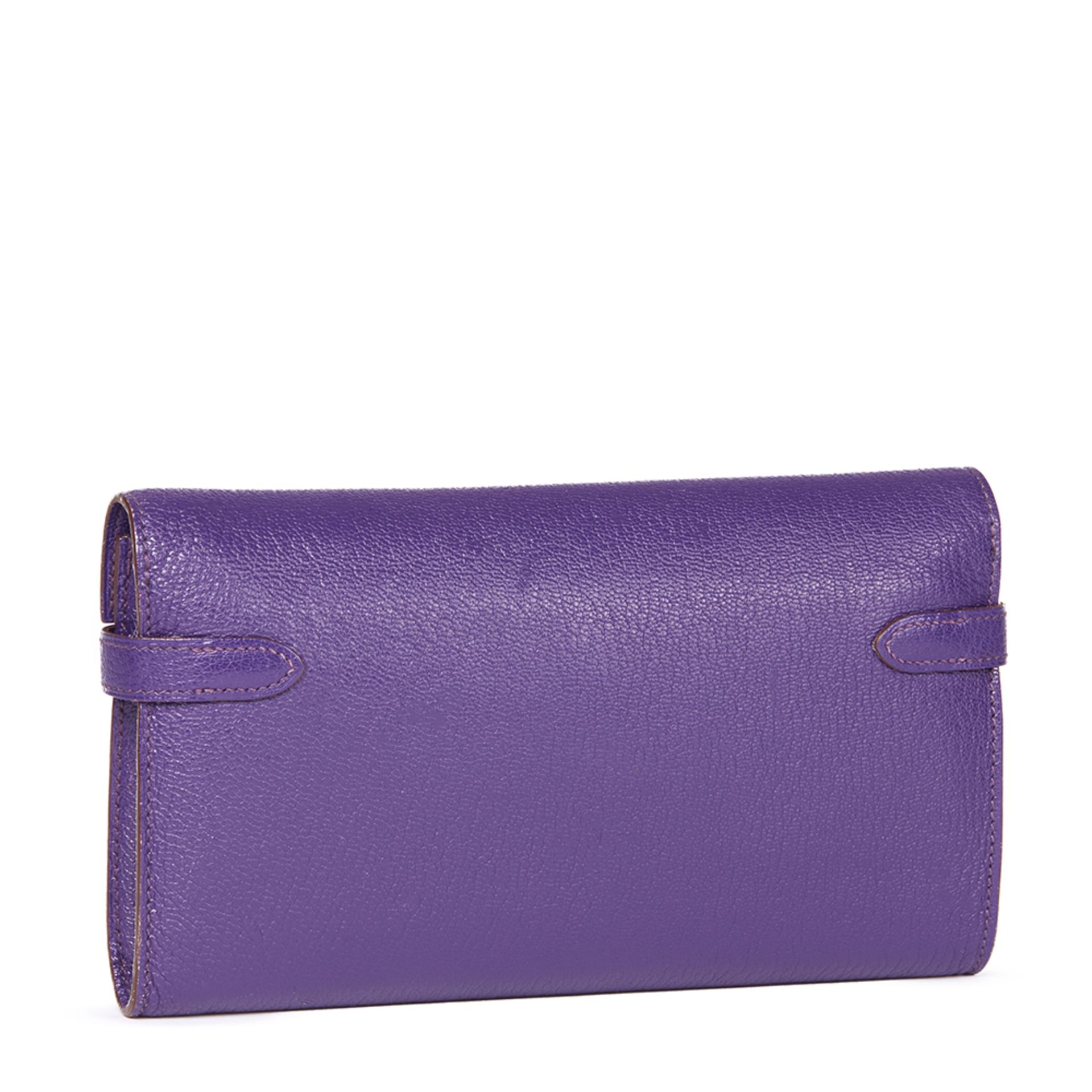 Hermès Violet Chevre Mysore Leather Kelly Long Wallet - Image 5 of 10