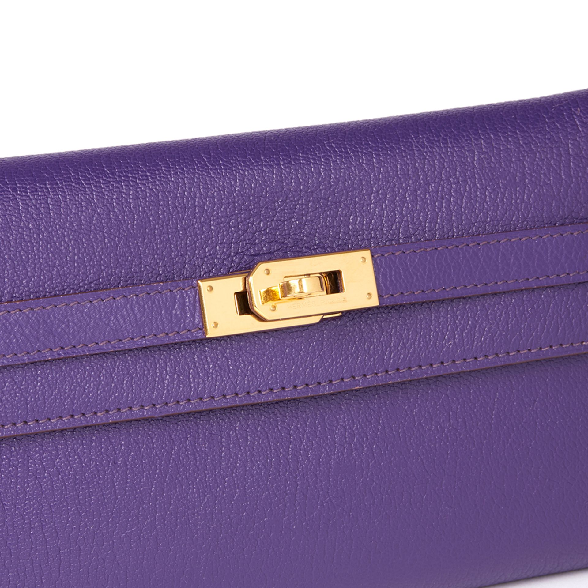 Hermès Violet Chevre Mysore Leather Kelly Long Wallet - Image 6 of 10