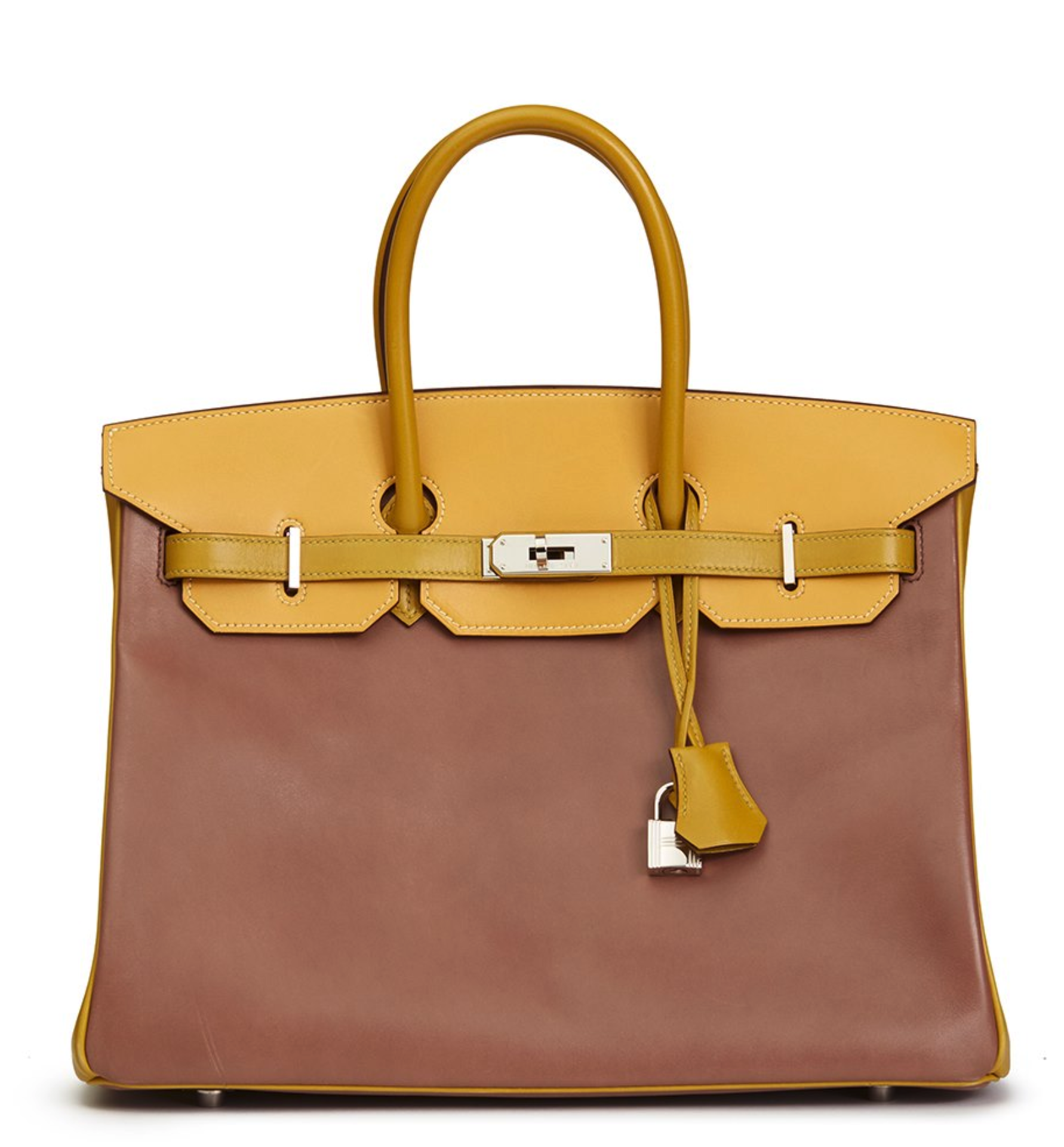 Hermès Bois De Rose, Jaune & Vert Anis Box Calf Leather Special Order Birkin 35cm