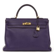 Hermès Violet Togo Leather Kelly 35cm Retourne