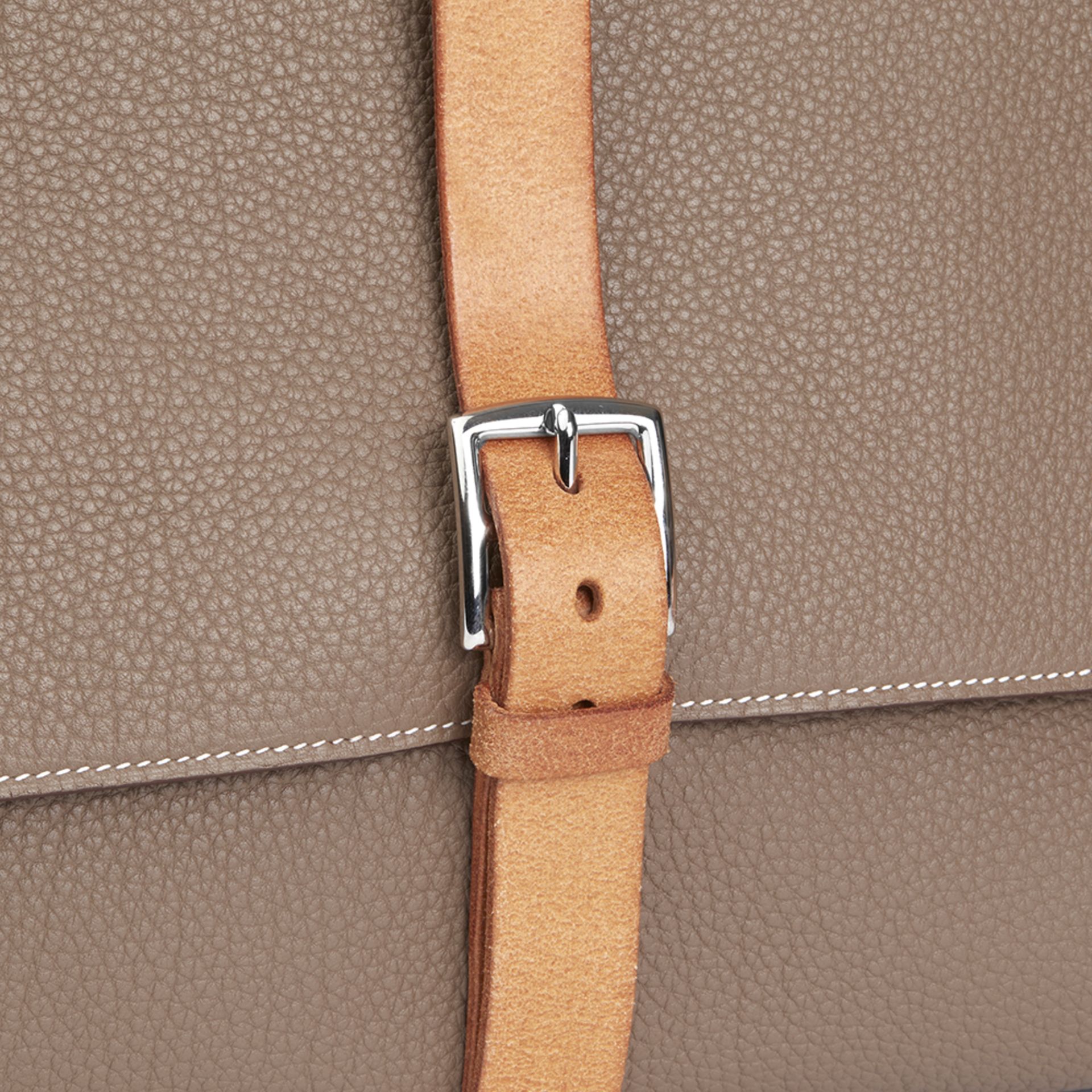 Hermès Etoupe Fjord Leather & Hunter Calfskin Leather Etriviere II - Image 6 of 10