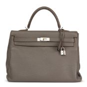 Hermès Etain Togo Leather Kelly 35cm Retourne