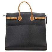 Hermès Black Ardennes Leather & Barenia Leather Vintage Airport Bag