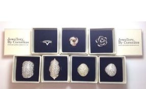 7 x Stunning Rings by Jewellery by Cornelius, complete with gift box.