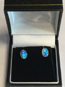 9ct Gold Blue Opal Earrings