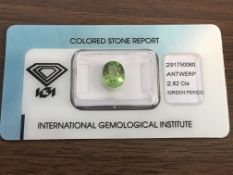 2.62ct Natural Peridot with IGI Certificate