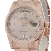 Unworn, Rolex Day-Date 36 18k Rose Gold - 118235