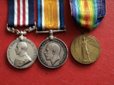 Military Medal & pair Pte Kitching 1/9th Durham Light Infantry wounded