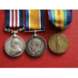 Military Medal & pair Pte Kitching 1/9th Durham Light Infantry wounded