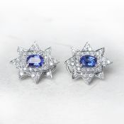 18k White Gold 3.00ct Tanzanite & 2.08ct Diamond Star Earrings