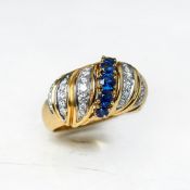 18k Yellow Gold 0.75ct Sapphire & 1.10ct Diamond Ring