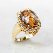 14k Yellow Gold 6.00ct Citrine & 0.40ct Diamond Ring