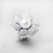 18k White Gold South Sea Pearl & 3.60ct Diamond Cocktail Ring