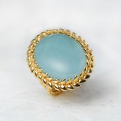 18k Yellow Gold Cabochon Aquamarine Ring