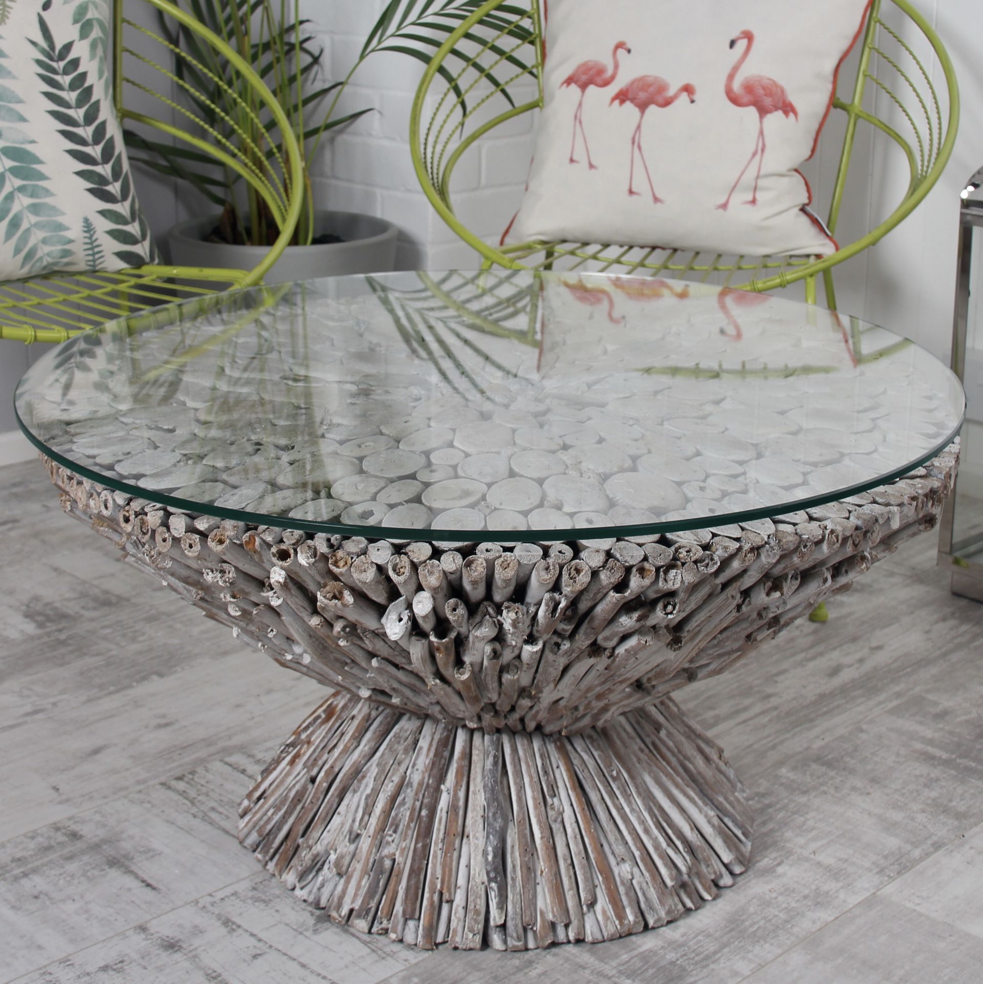 Glass Topped Driftwood Table - Image 2 of 5