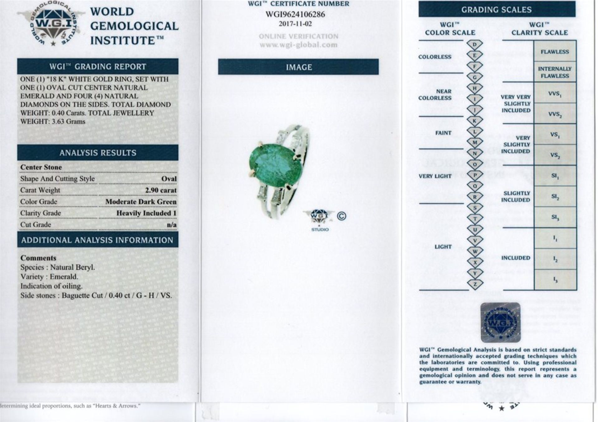 Certified Natural Emerald & Diamonds Ring - Image 4 of 4