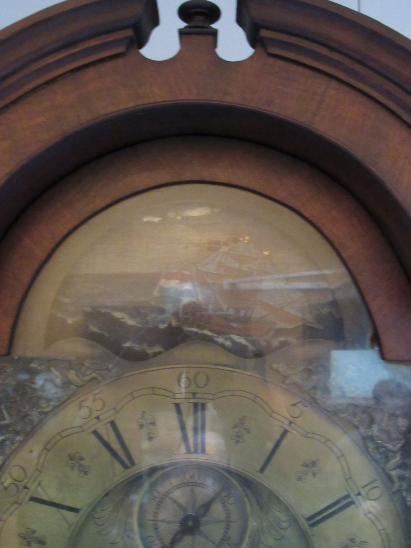 Georgian Longcase Clock With Moving Ship Above A Brass Face - Image 3 of 9