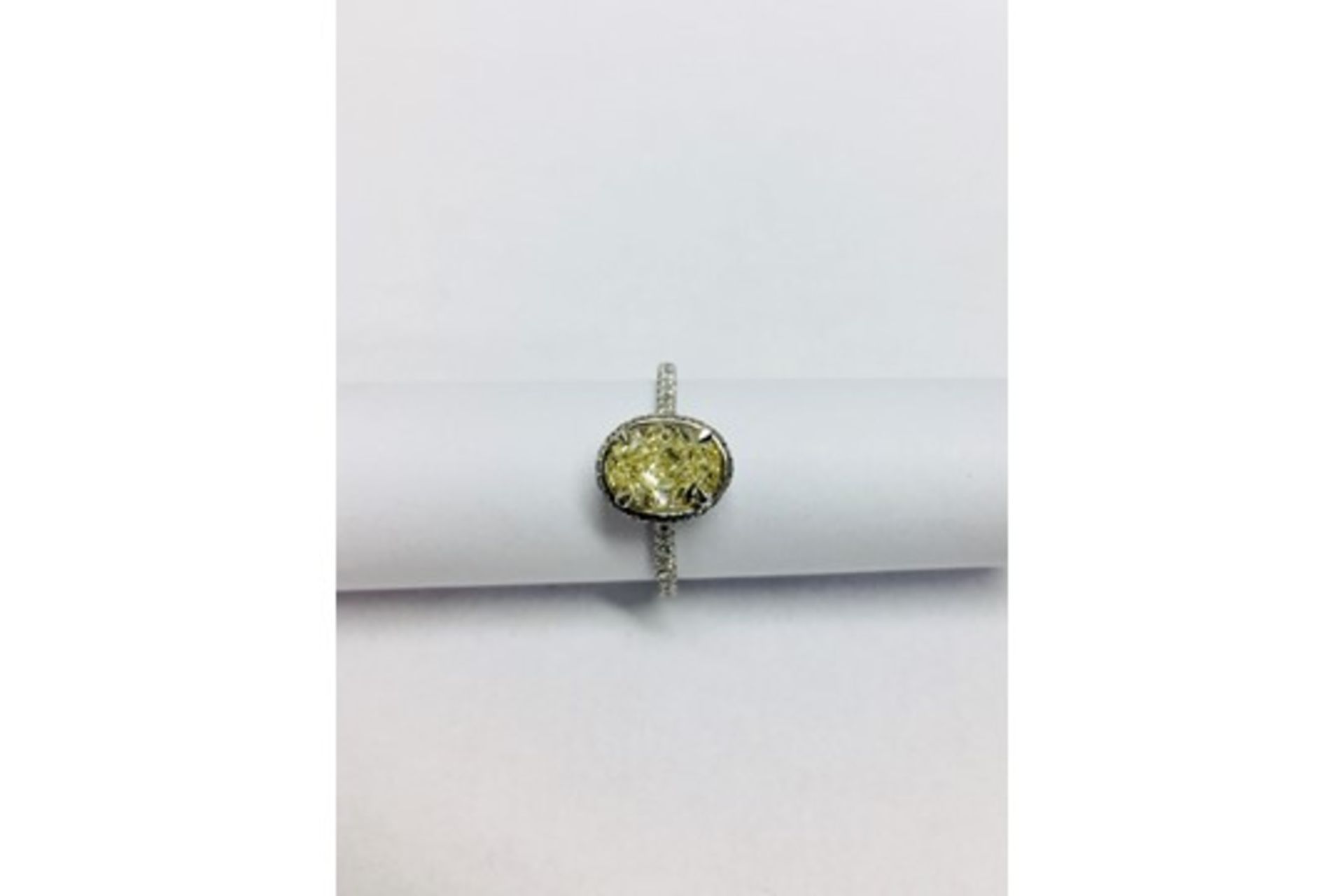 1.51ct Oval Fancy Yellow Diamond Ring - Image 2 of 5