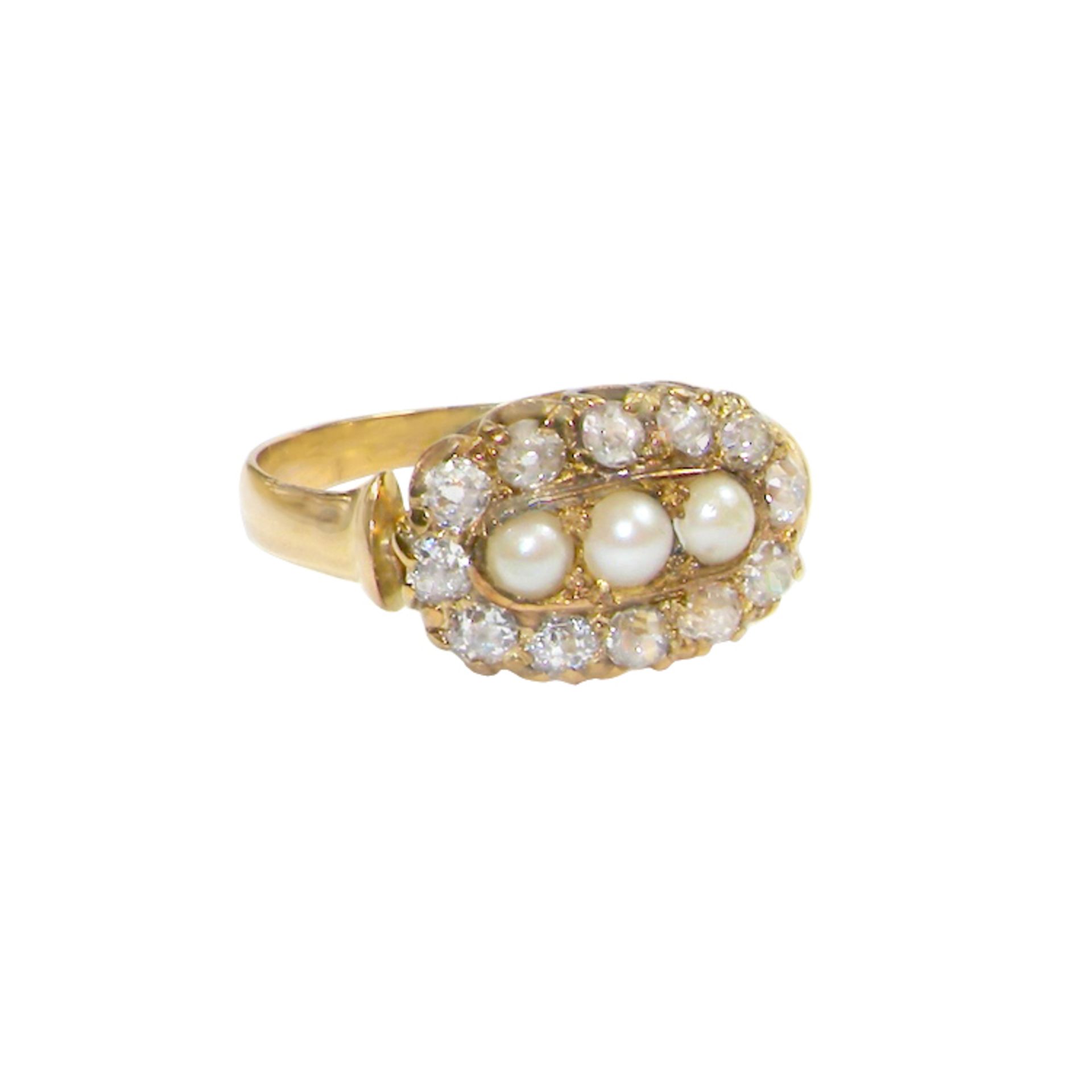 An Antique Seed Pearl & Diamond Ring